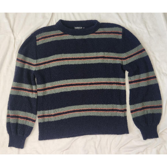 Toad&Co. Striped Fuzzy Wool Blend Cotati Crew Sweater Size XL - Picture 1 of 10